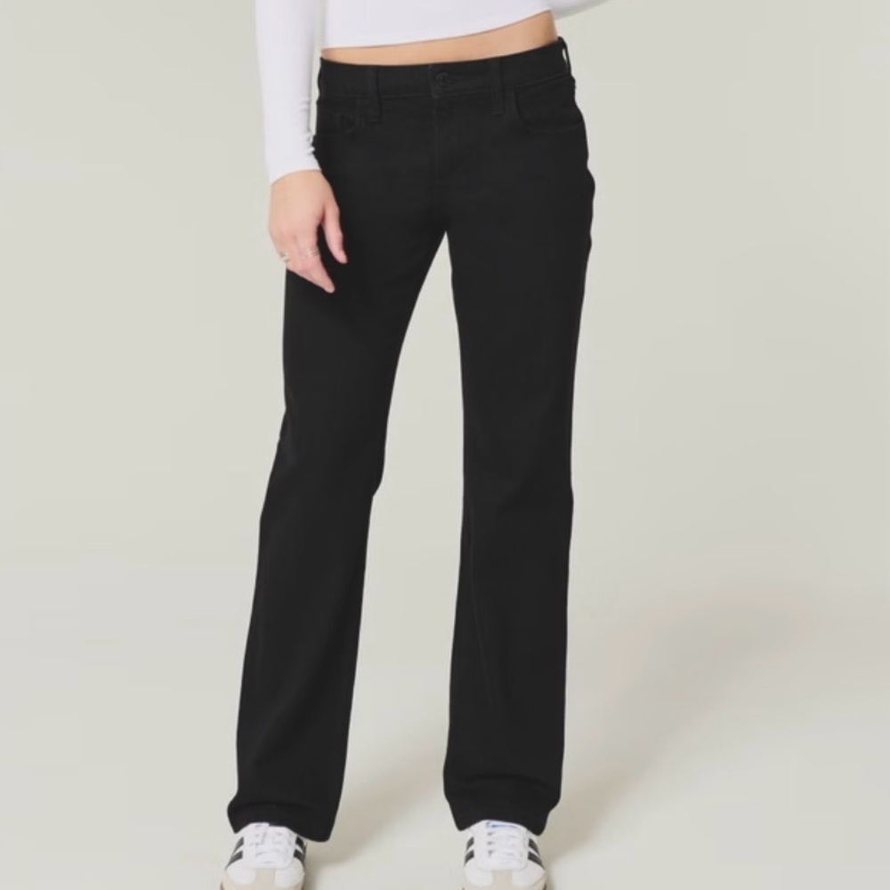 Hollister Low-Rise Black Relaxed Straight Jeans Womens 29 Stretch denim 5 pocket